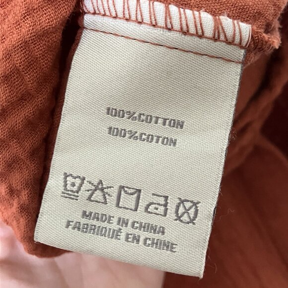 Charlie Paige Shirt Womens S Linen Cotton Gauze Terracotta Crinkle Fall - Picture 4 of 8